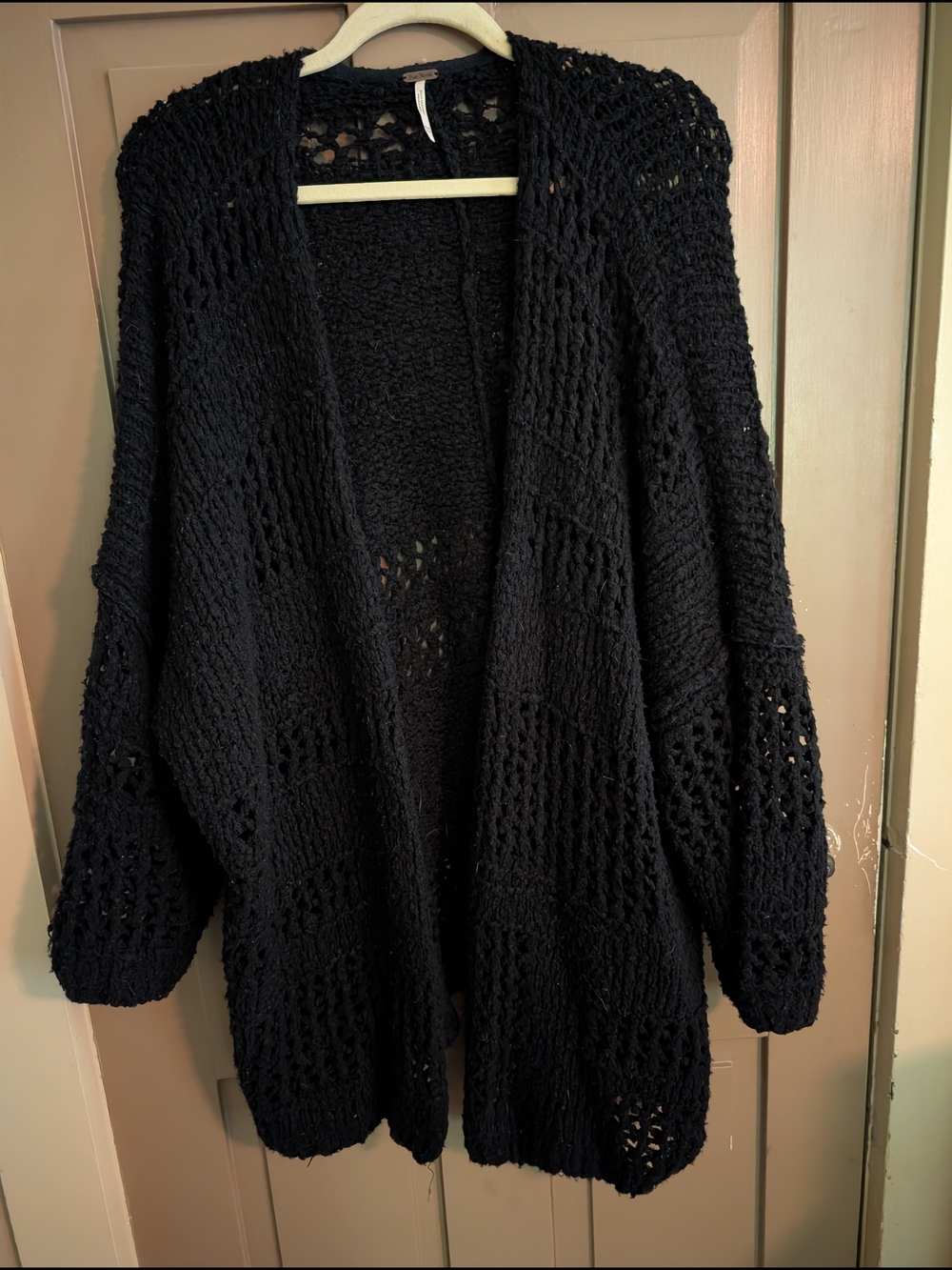 Free Free people black open front long cardigan - Size XS/S - oversized